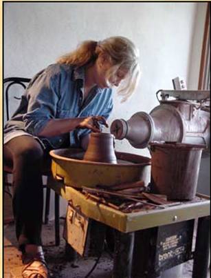 Jane making pottery