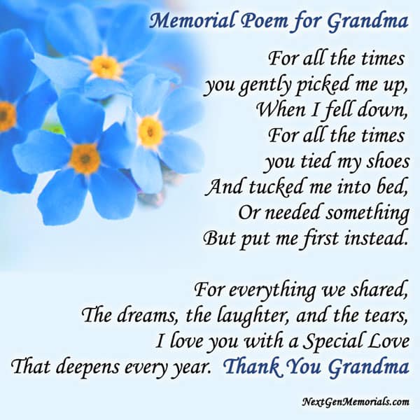 Memorial Poems For Grandma Poems To Read For Grandma S Funeral