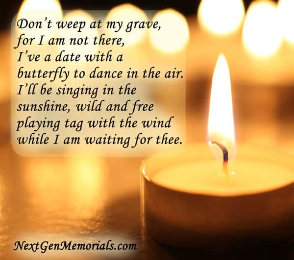 Funeral Poems Memorial Poems To Read At A Funeral Memorial Verses 